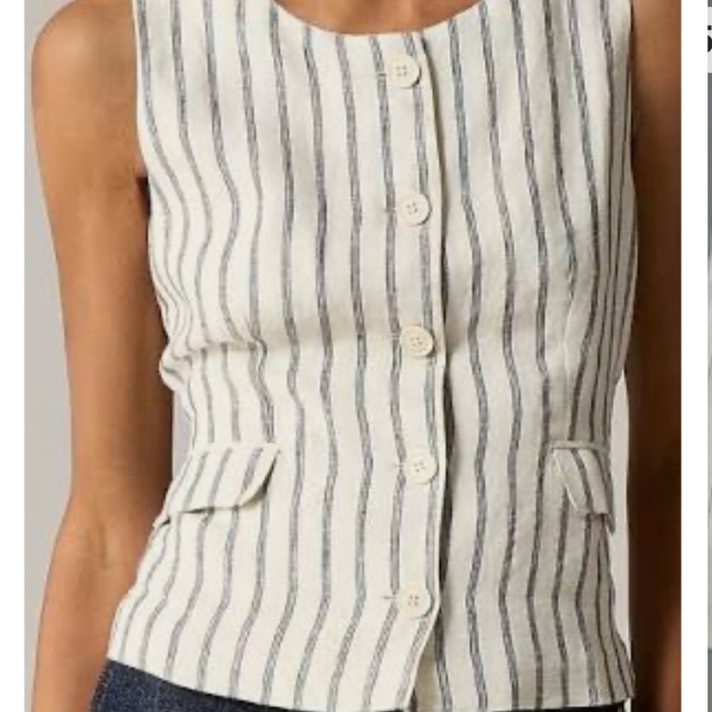 J. Crew Cream and Black Striped Sleeveless Blouse